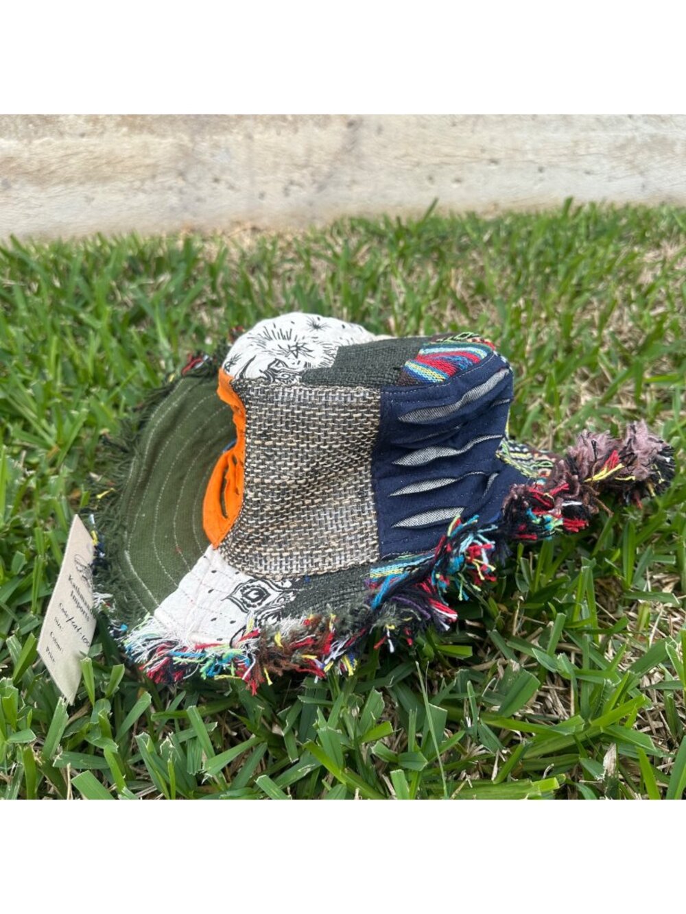 Handmade Patchwork Bucket Hat Reworked Boho Earthy NWT Unique Tapestry Eco